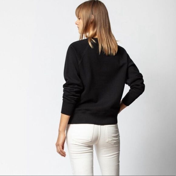 ZADIG & VOLTAIRE Upper Skull Gold and Black Cotton Pullover Sweatshirt SMALL - Picture 2 of 9